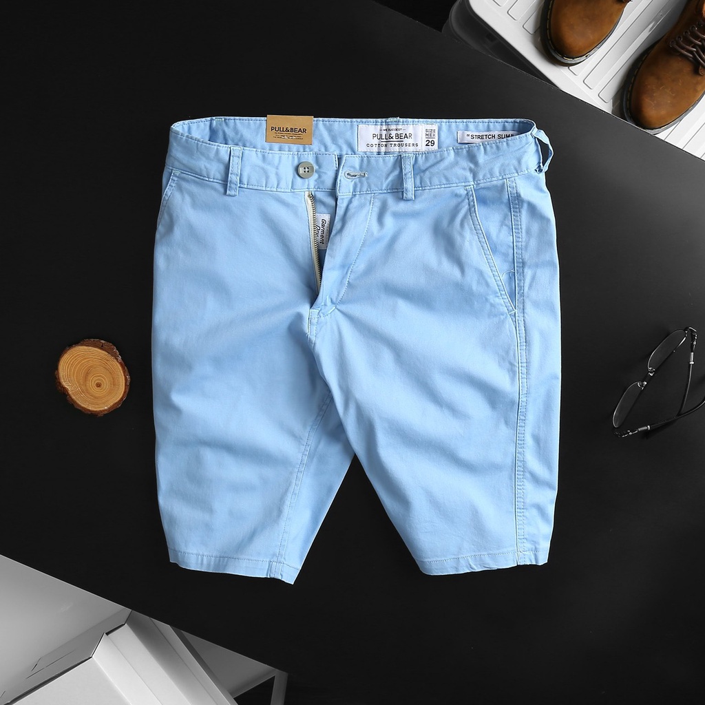 Quần Short Kaki Nam Cao Cấp Màu Xanh bạc, Quần Đùi Kaki Nam Chất Cotton Vải Co Giãn Thoải Mái - DOKI