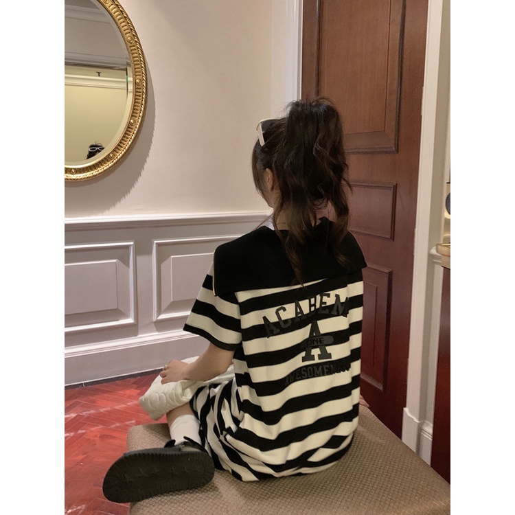 (MớI) Đầm NgắN In HọA TiếT Kẻ SọC Cho Nữ