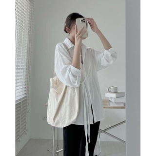Áo sơ mi form oversize dây thắt eo(sỉ lh)