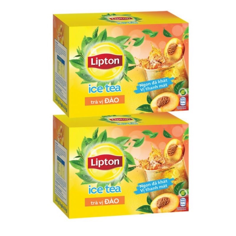 Lipton hoà tan chanh- đào- xoài hộp 16 gói 3 vị