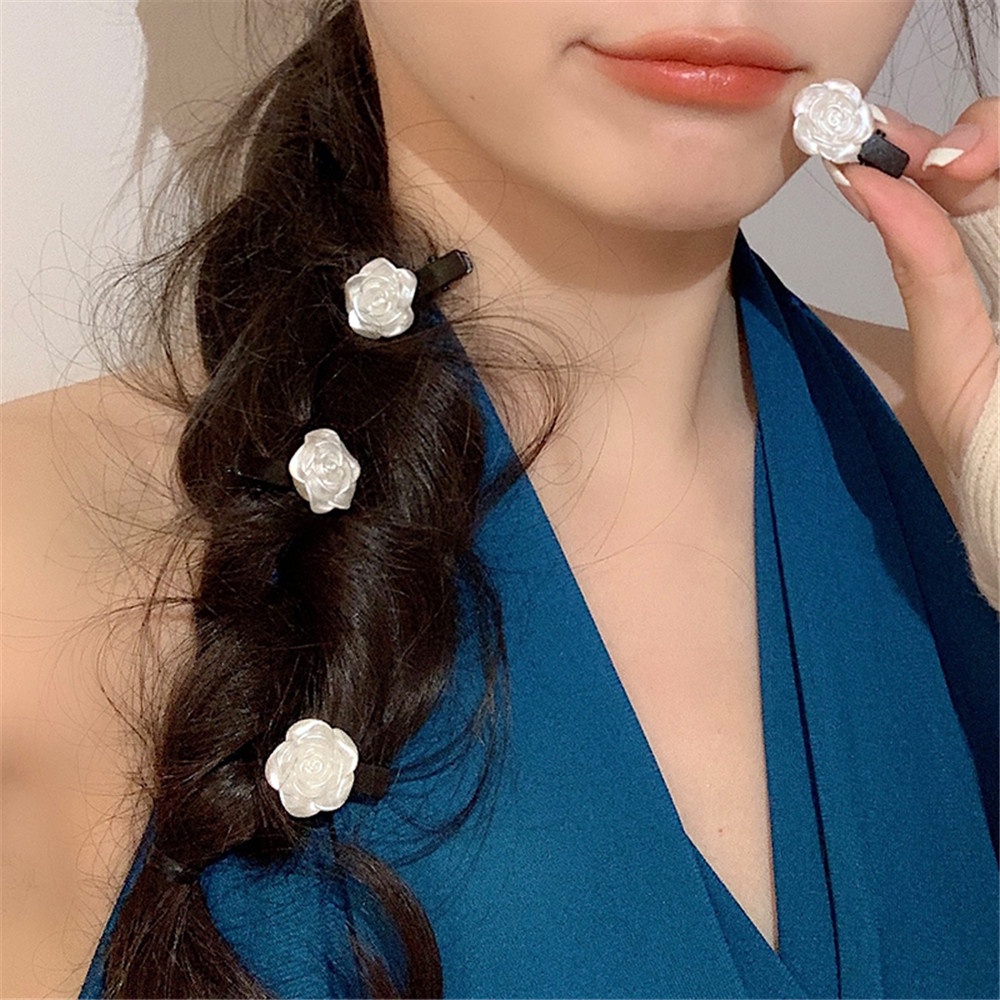 Set 1/5 Kẹp Tóc Hình Hoa Trà / Trái Tim Đáng Yêu Cho Nữ