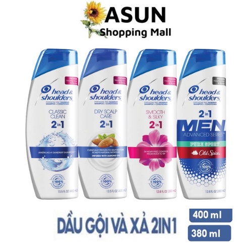 Dầu Gội & Xả Head & Shoulders 2 In 1 Giảm Gàu Cho Nam & Nữ Nhiều Mùi Hương (380ml/400ml)