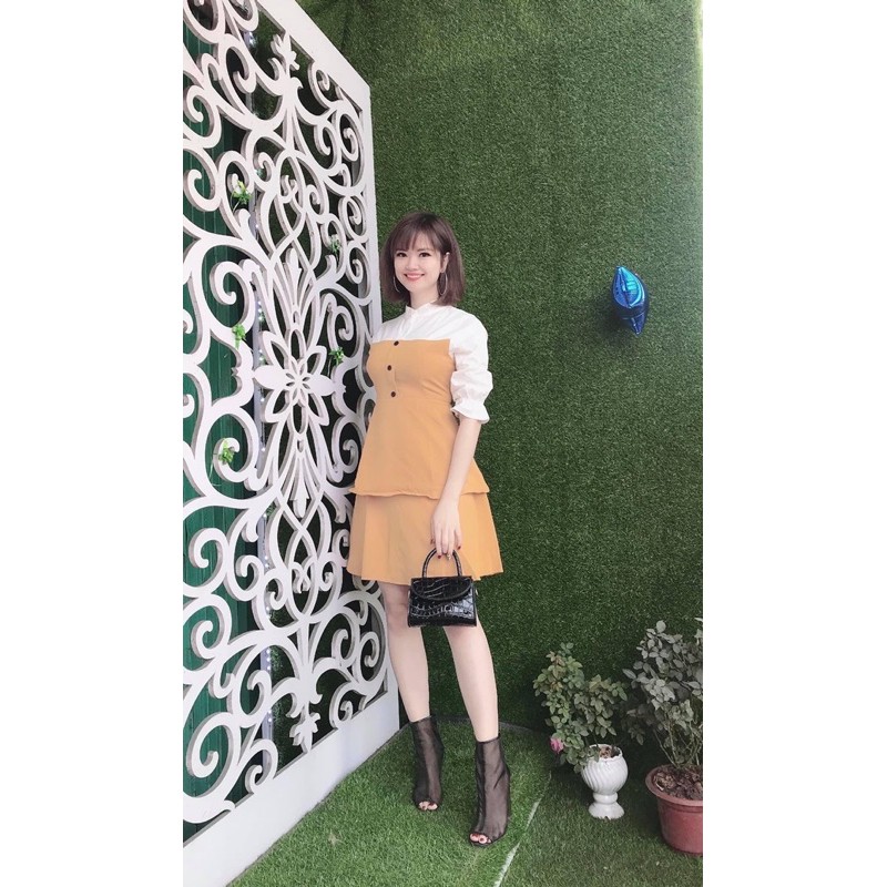 Váy xoè sơ mi- pha màu [HOT NHẤT] chất siêu xịn