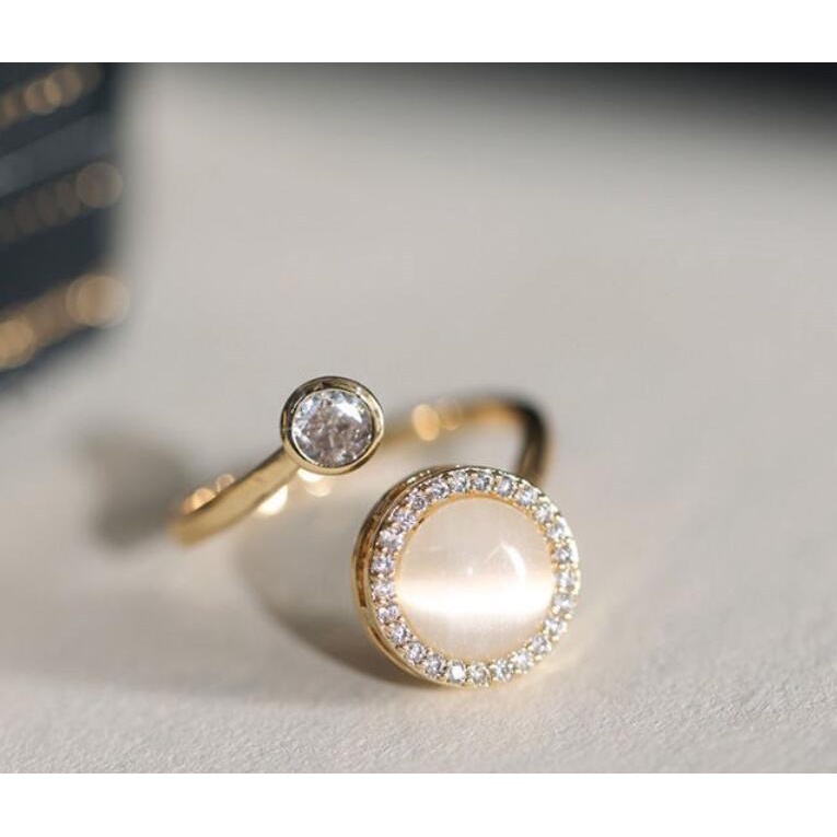 Nhẫn Hở Đính Đá Opal Chuyển Đổi Sang Trọng Cá Tính Hợp Thời Trang Cho Nữ