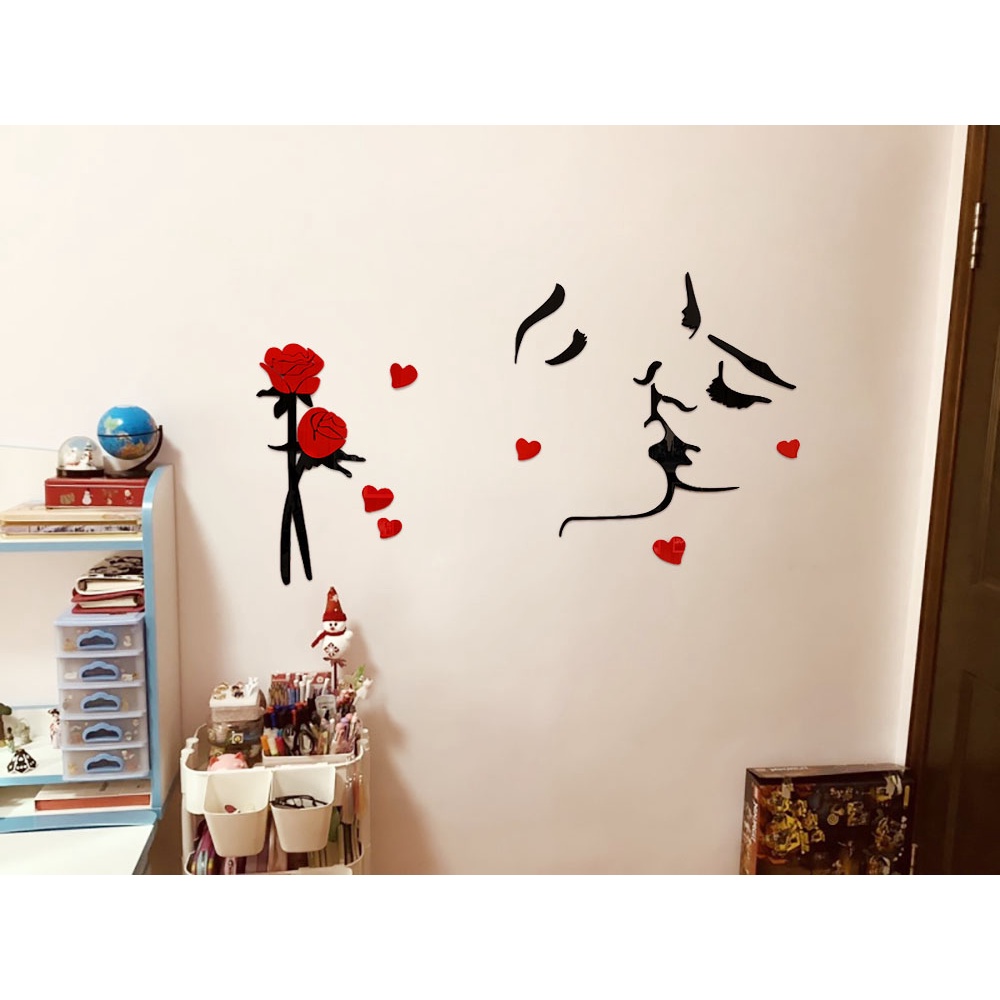 Tranh dán tường mica 3d decor khổ lớn cặp đôi trang trí phòng ngủ, nhà trọ 21 Kiểu Màu