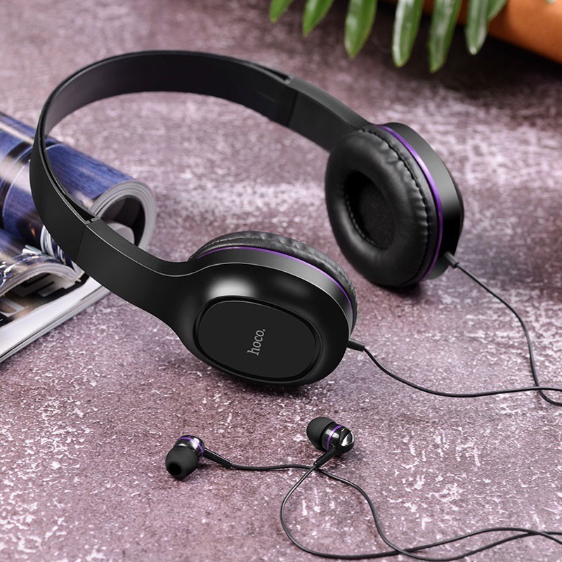 Tai nghe chụp tai có míc Hoco W24 chính hãng - Headphone cho điện thoại và máy tính