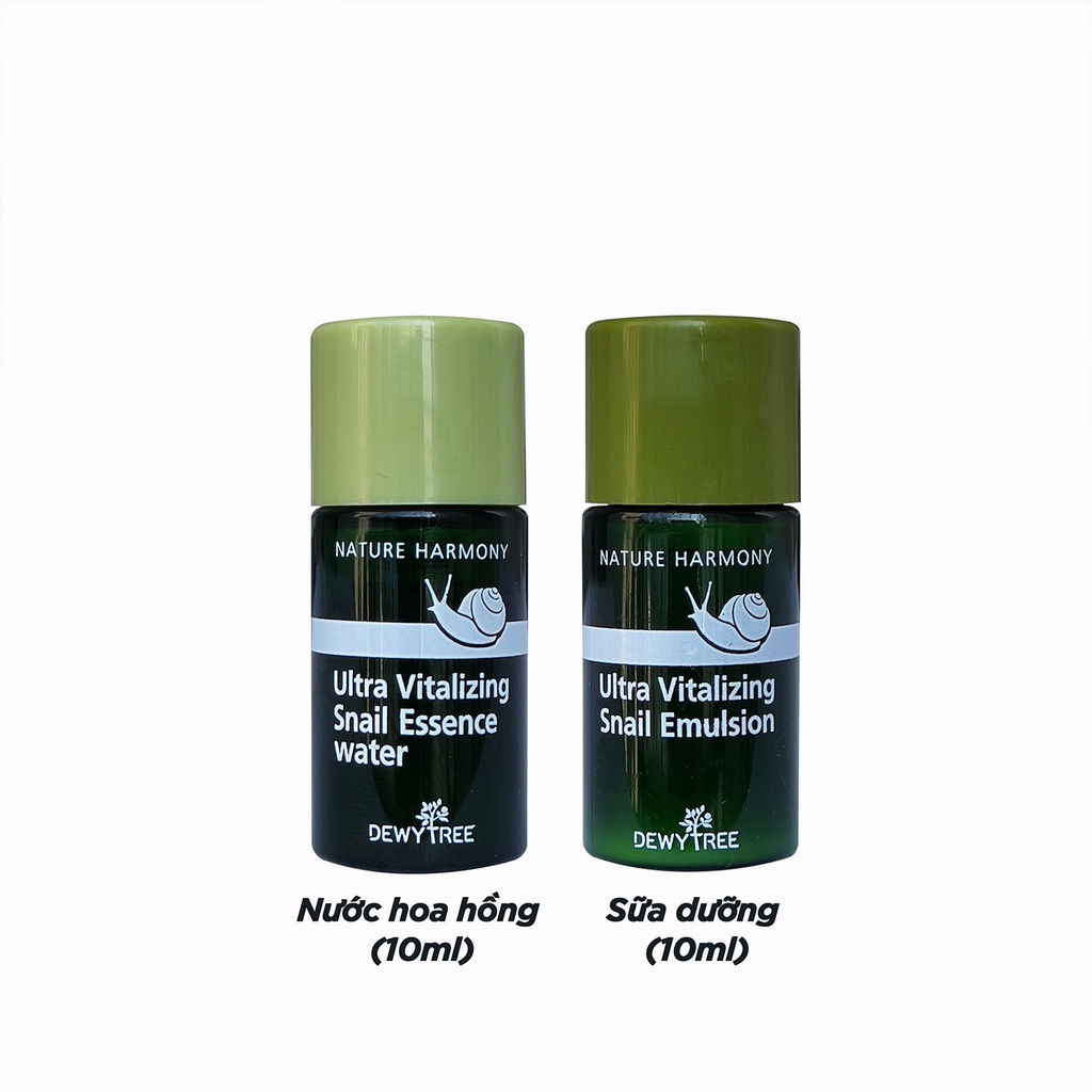 Set Dưỡng Trắng Da Ốc Sên Cấp Ẩm Se Khít Lỗ Chân Lông Và Chống Lão Hóa Dewytree Ultra Vitalizing Snail Mini Size 10ml