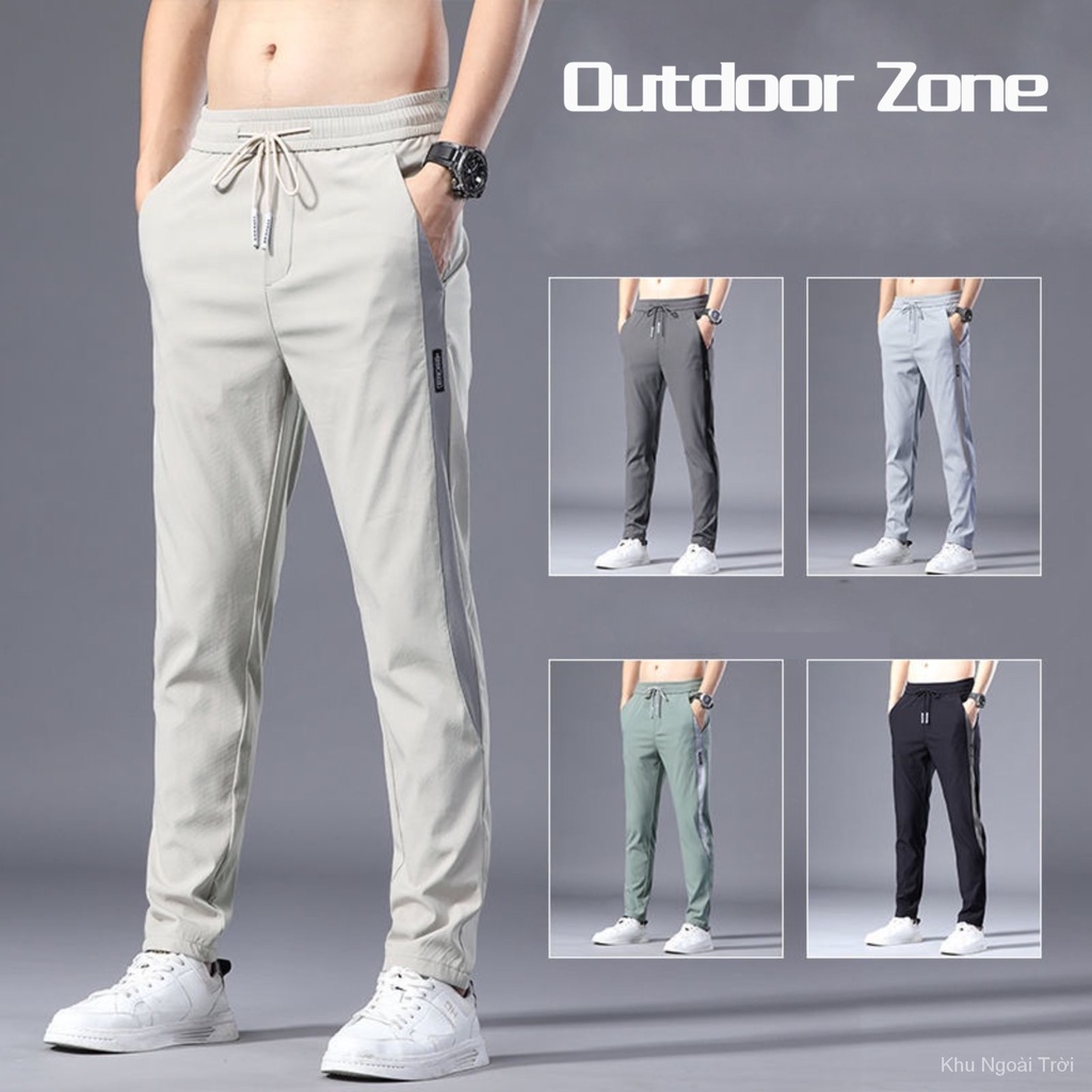 Quần dài thể thao dáng rộng co giãn bằng cotton nhanh khô thời trang cho nam