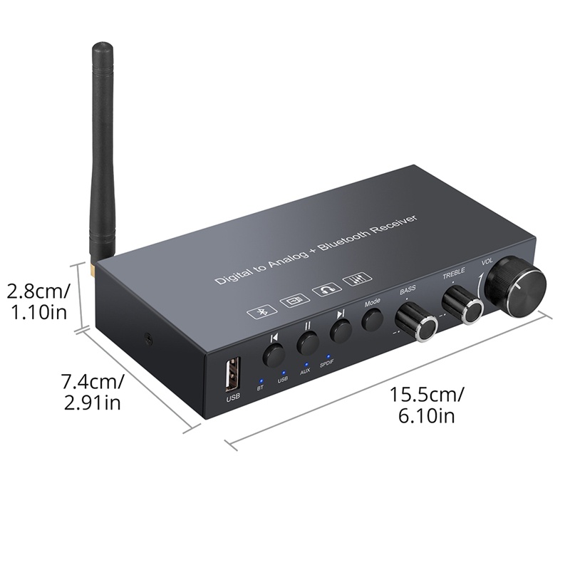 192KHz Bluetooth Digital to Analog Converter Headphone Amplifier DAC Digital Toslink USB AUX to RCA 3.5mm Jack