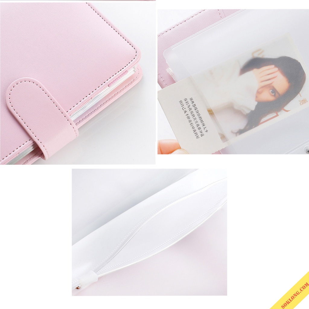 Sổ còng sắt bìa da A6 full phụ kiện ruột tài chính S09 bìa Pastel kèm tab phân trang, túi zip, bút gel