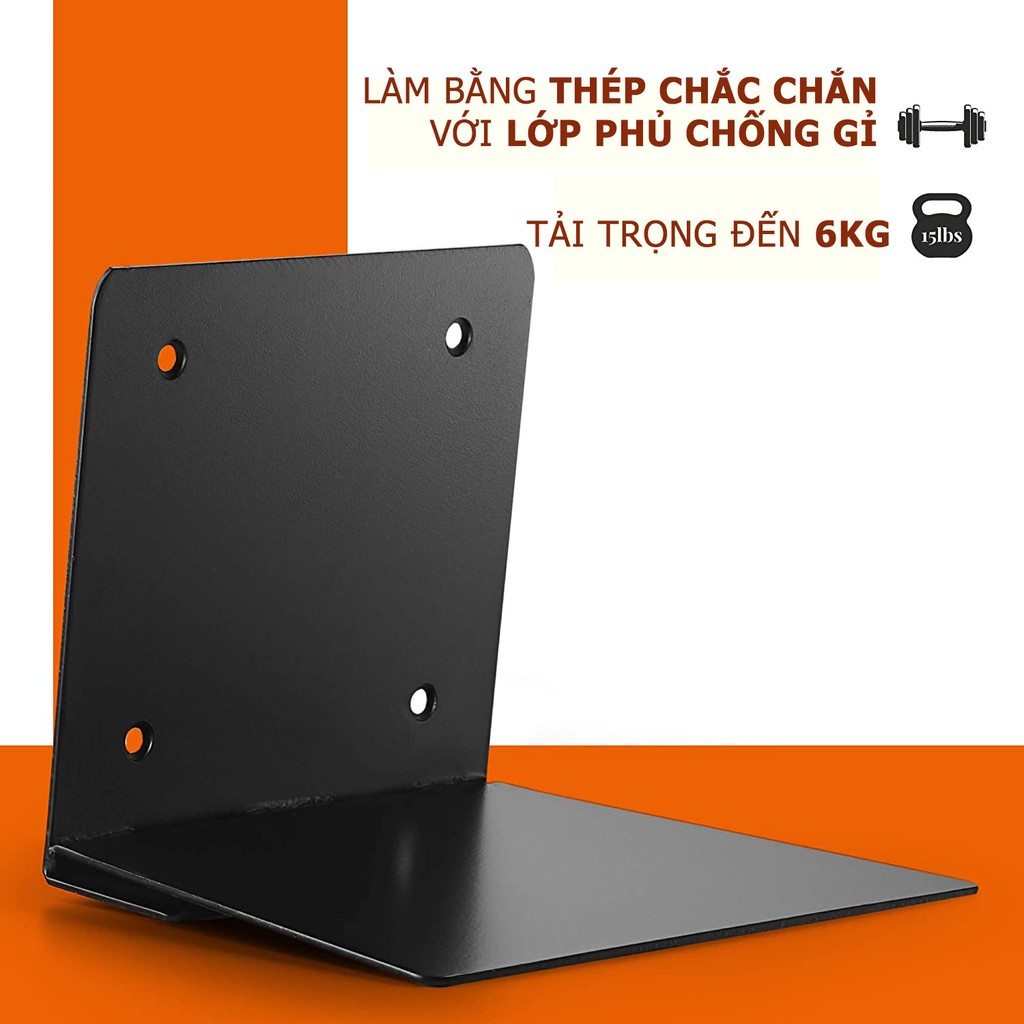 Kệ sách nổi vô hình, giá sách kim loại đơn giản trang trí tường - Màu đen và trắng