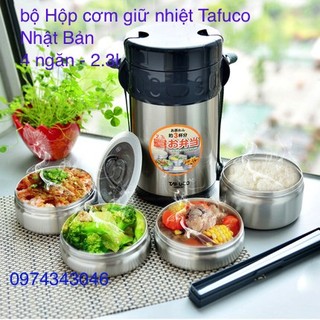 Hộp cơm giữ nhiệt Tafuco Nhật bản - 4 ngăn - 2.3l