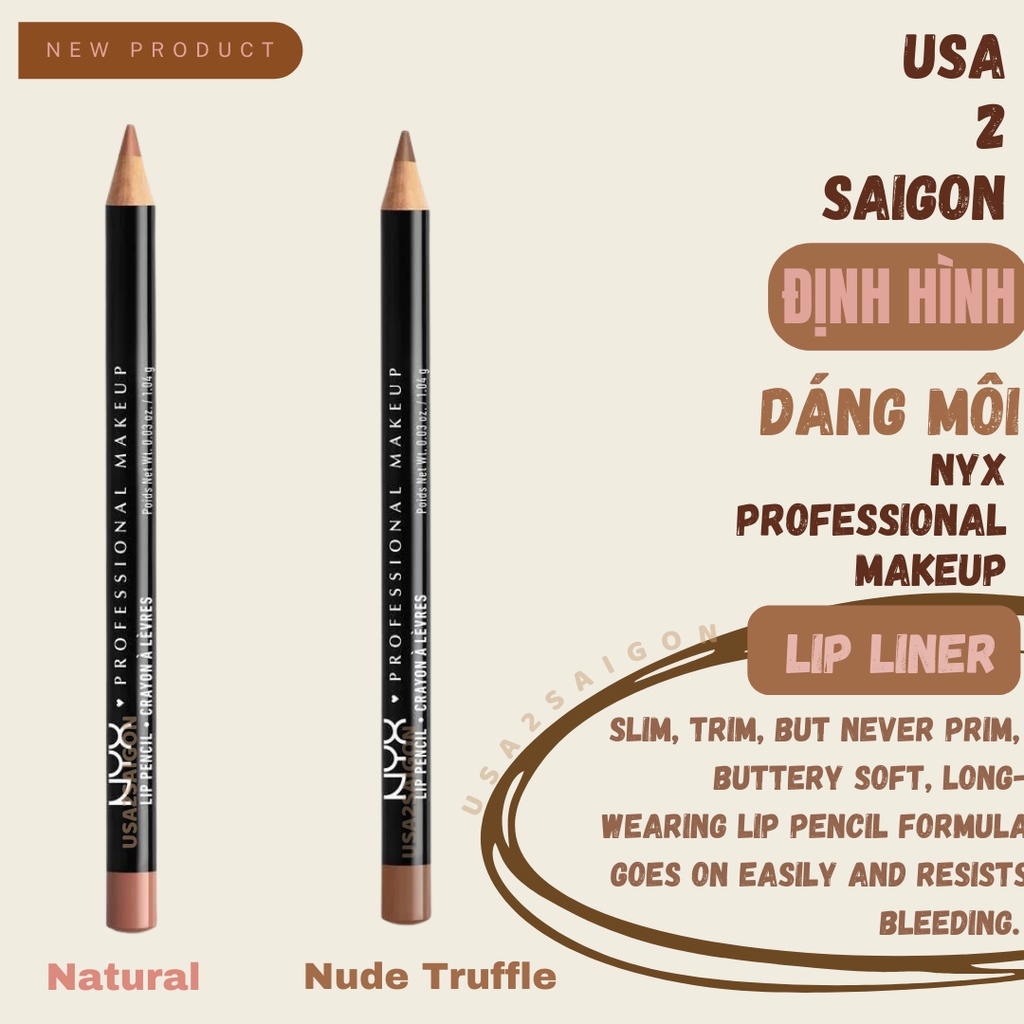 Chì viền môi nude nâu lip liner NYX chính hãng USA