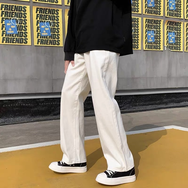 QUẦN BAGGY NAM ỐNG XUÔNG RỘNG TRẮNG & ĐEN UNISEX PHONG CÁCH HÀN QUỐC