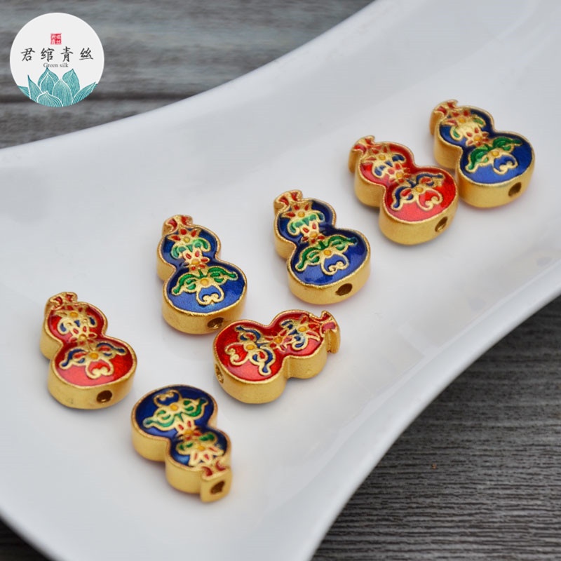 Bingying Pavilion Vòng Tay Chuỗi Hạt Bán Dẫn Màu Vàng Đồng Mặt Hình Quả Bầu Xanh Dương Duobao Cho Nữ Sản Phẩm Bán Dẫn