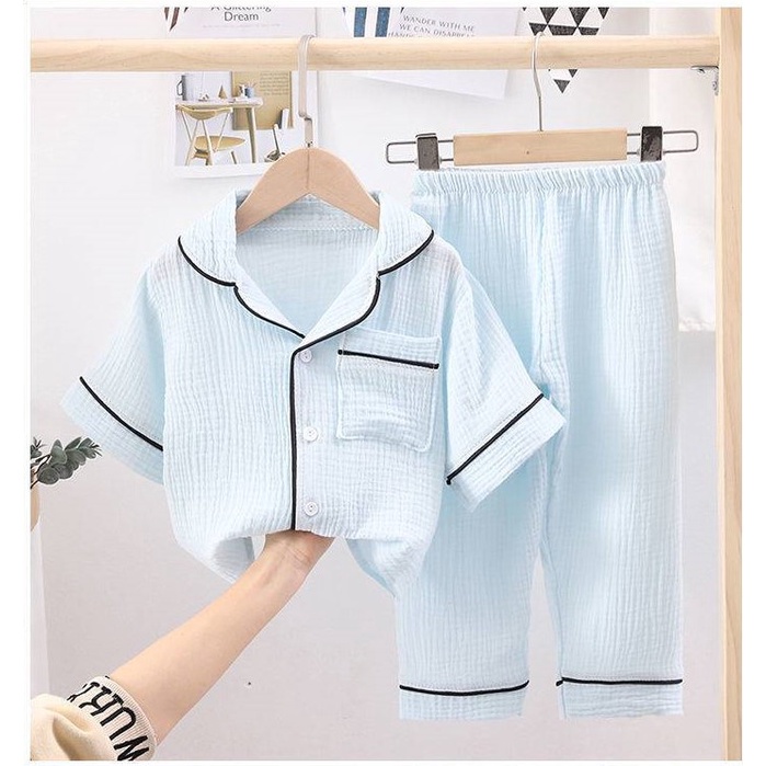 Đồ Bộ Pijama Chất Đũi Nhăn Cao Cấp Cộc Tay Cho Bé, Đồ Ngủ Bé Gái Từ 6-28kg - MINKY SOON