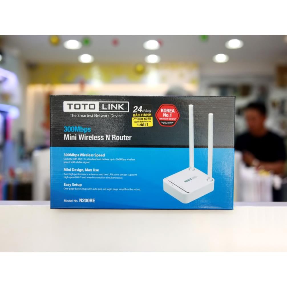 Bộ Phát WiFi Router TOTOLINK N200RE-V3 Hai Râu - BH 24 Tháng