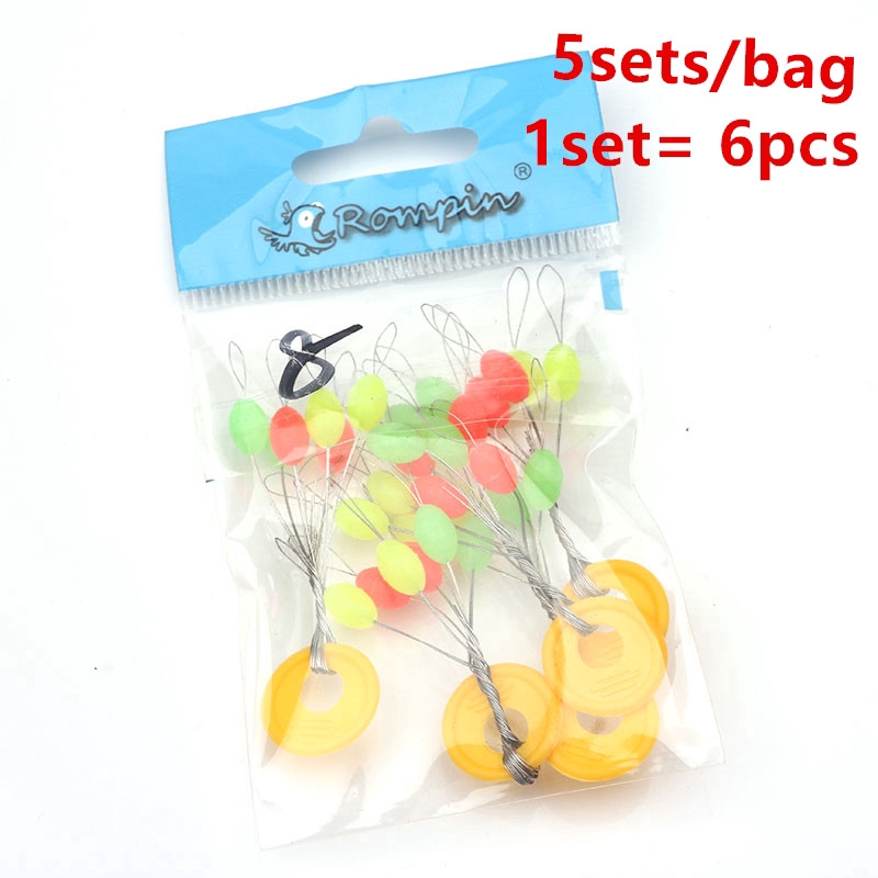 Set 30 phụ kiện chặn dây câu cá hình Oval màu đen dạ quang