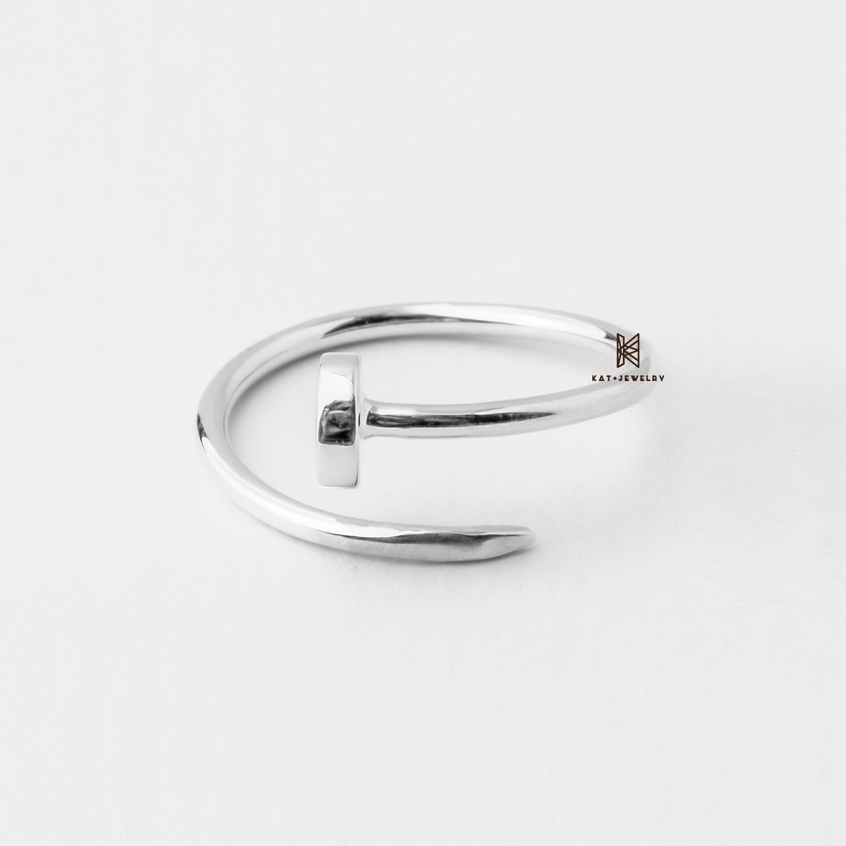 Nhẫn Bạc 925 -Thiết Kế Xoắn Đinh Cá Tính-Dạng Hở Dễ Dàng Điều Chỉnh Size- KaT Jewelry
