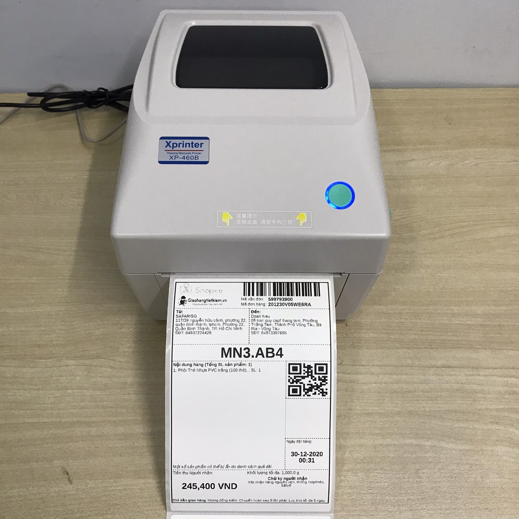 Xprinter 460B - In đơn hàng Shopee , sàn thương mại , tem nhãn không cần mực