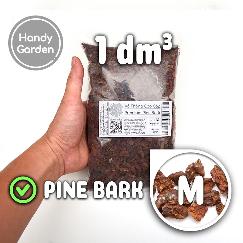1dm³ Vỏ Thông Premium Ocean Pine Bark Indonesia, nhiều size 2-5mm 5-10mm 10-20mm 20-30mm 30-50mm | Handy Garden