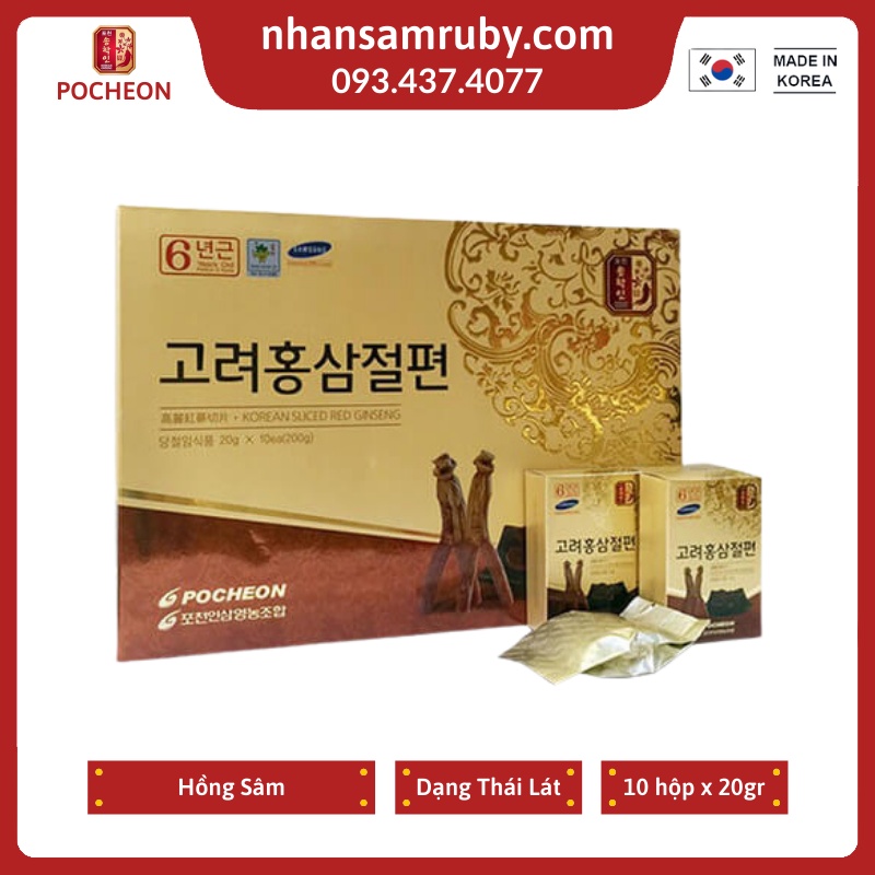 Hồng Sâm 6 năm tuổi Thái Lát Tẩm Mật Ong rừng Hàn Quốc POCHEON 200g
