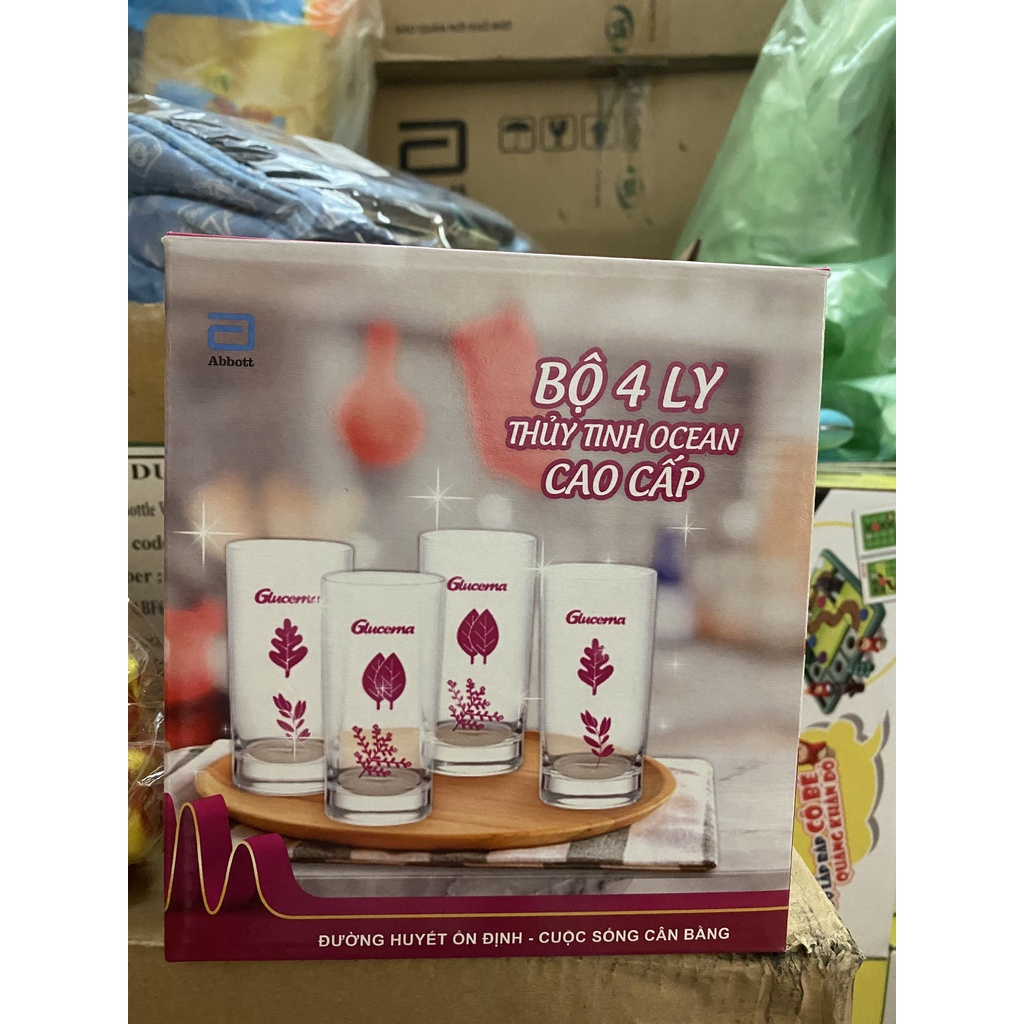 BỘ 4 LY THỦY TINH OCEAN CAO CẤP QUÀ TẶNG SỮA GLUCERNA