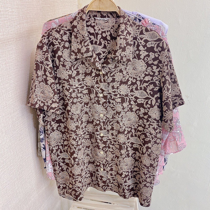 Áo Sơ Mi nữ Hàn Quốc tay ngắn màu Nâu hoạ tiết caro[Mã VBS006]