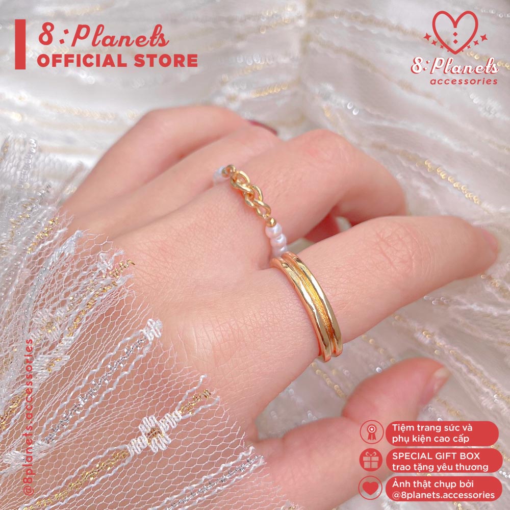 [FLASH SALE_Nhập 8PLB1G1B giảm 20K] Set nhẫn nữ thanh mảnh sang trọng đính ngọc 8Planets