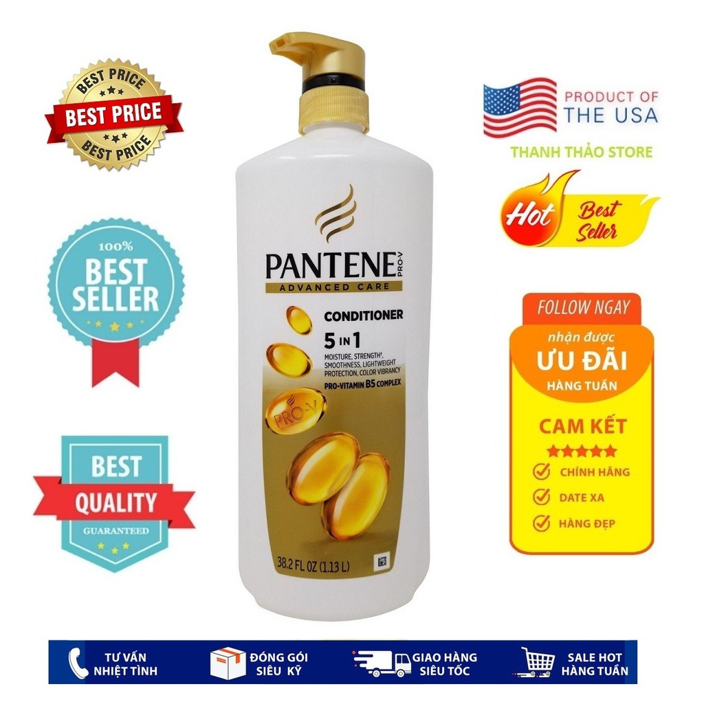 [USA Official Dầu xả Pantene Advance care Conditioner Pro-V 5 in 1 (1.13L)