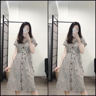 Váy kẻ buộc eo