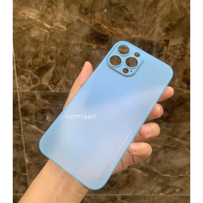 _Ốp lưng Memumi nhám siêu mỏng cho iPhone 13 Pro, 13 Pro Max chống Vân tay bảo vệ camera xanh dương, Rêu