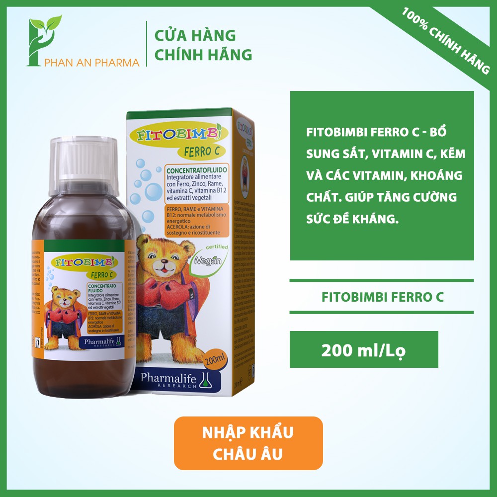 Fitobimbi Ferro C - Bổ sung Sắt, Vitamin C, Kẽm và các Vitamin, khoáng chất. Giúp tăng cường sức đề kháng - CN314