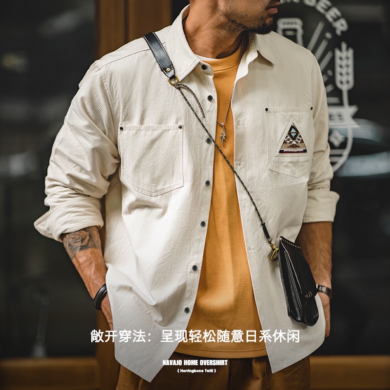 Maden Áo Sơ Mi Mỏng Dài Tay Phong Cách Ấn Độ Retro Nhật Bản Thời Trang Mùa Thu Cho Nam