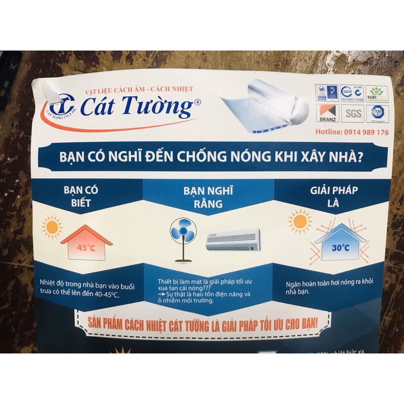 Tấm cách nhiệt chống nóng CÁT TƯƠfNG  khổ rộng 1,55 m hàng chính hãng