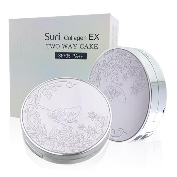 Phấn trang điểm kiềm dầu trắng da Suri Collagen Ex-Two Way Cake Hàn Quốc 15g (2 lõi)