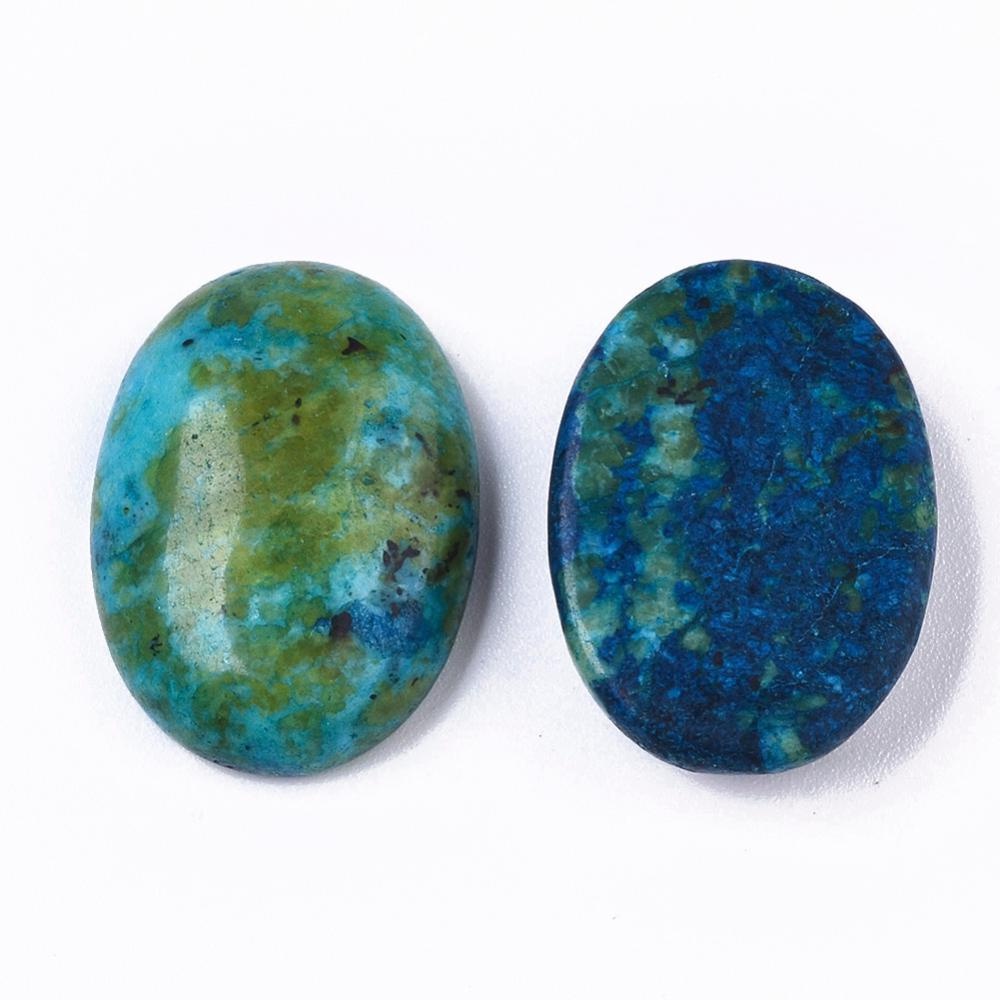 2 viên đá cabochons rhyolite hình bầu dục nhuộm màu 25x18x7 8mm