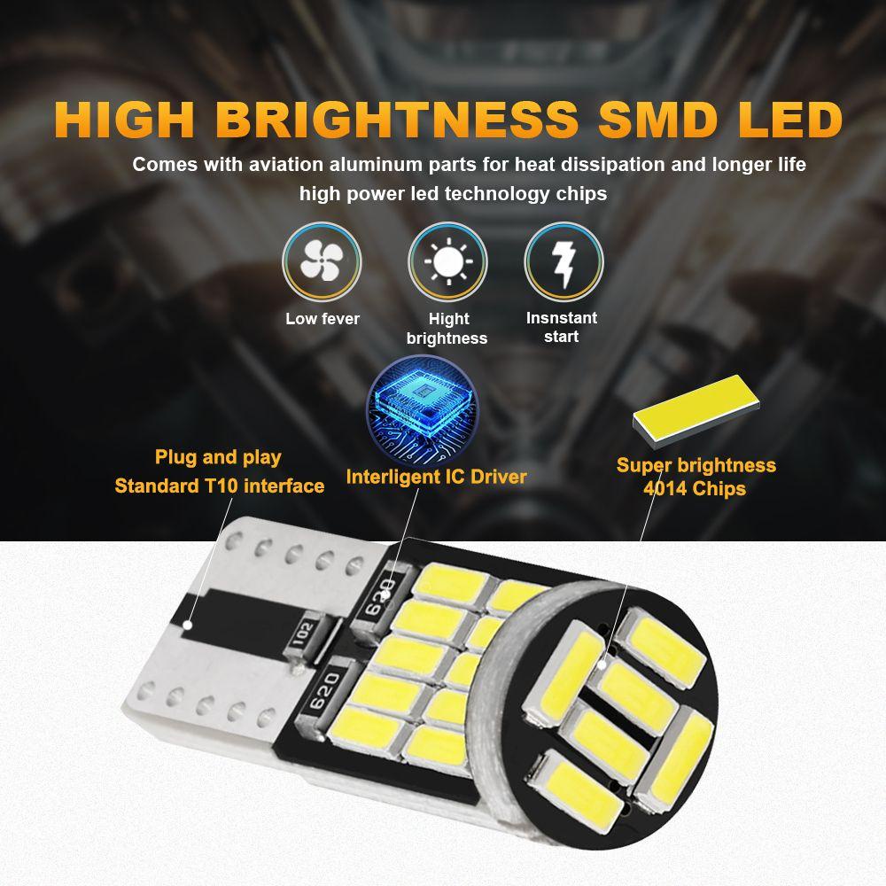 Set 10 Đèn Led W5W T10 Siêu Sáng Gắn Biển Số Xe Hơi