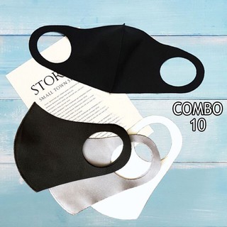 Combo 10 khẩu trang vải 3D chống bụi cao cấp màu đen
