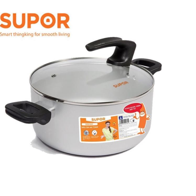 Nồi canh Supor hợp kim nhôm size 26cm nắp đứng dùng được cho bếp điện từ S10A26IH