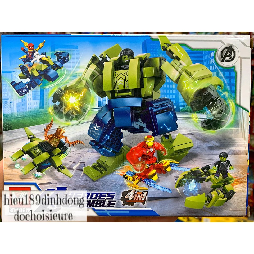 Lắp ráp xếp hình Lego siêu anh hùng 3006 : Robot hulk người khổng lồ xanh 4in1
