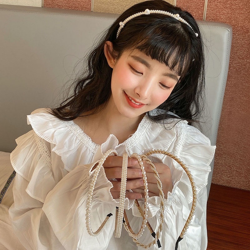 Băng Đô Cài Tóc Đính Ngọc Trai Đơn Giản Chống Trượt Thời Trang Cho Nữ