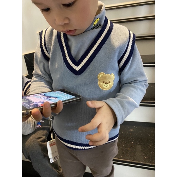 Áo Ghile Len Cổ Tim Cho Bé Trai Size 90-130(1-5 Tuổi)