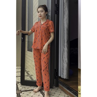 Pijama lụa hàn quốc áo cộc quần dài