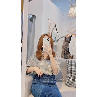 Áo mi kẻ xanh nhạt