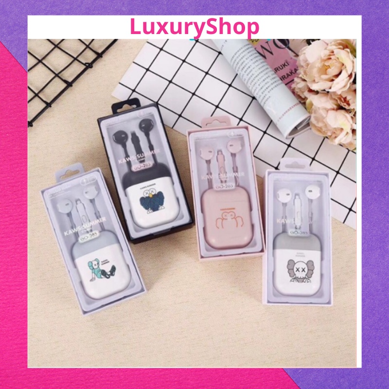 Tai nghe có dây nhét tai có mic dễ thương jack Cắm 3.5mm cho các dòng máy samsung IP6/6s,android-TNCDKUTE