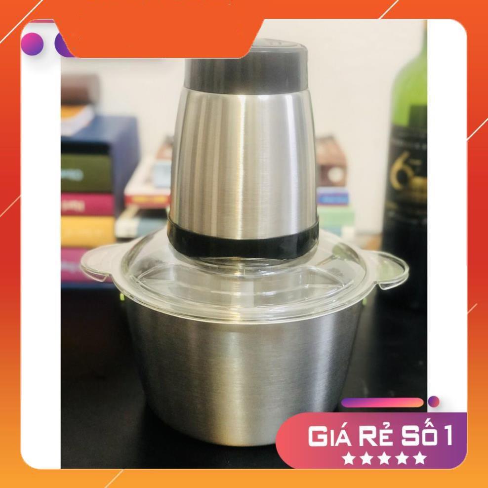 Máy Xay Thịt Cối Inox 4 Lưỡi Đa Năng, Xay thịt, xay tỏi ới, xay rau củ quả cầm tay tiện lợi