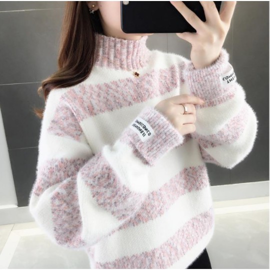 Áo Len Nữ Kẻ Mờ Pha Màu Dày Dặn, Ấm Thời Trang Hàn Quốc - LKEMO | BigBuy360 - bigbuy360.vn