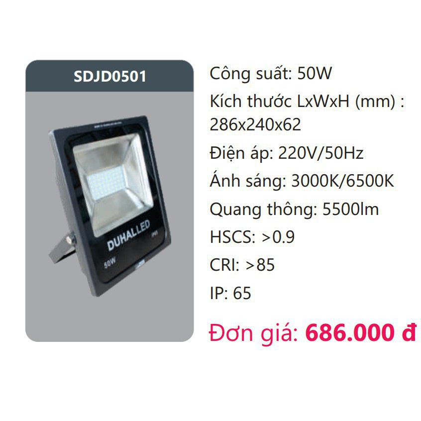 Đèn pha led Duhal 50W Chống nước IP65 (KDJD0501) - Chính hãng