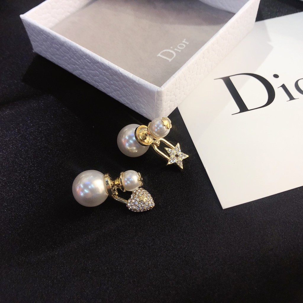 Dior Bông Tai Hình Ngôi Sao / Trái Tim Đính Đá / Ngọc Trai Thời Trang Cho Nữ